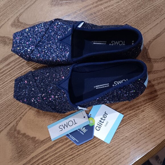Kids Toms Glitter Shoes Size 5 New - Picture 6 of 7